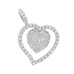14K White Gold Designer Diamond Heart Pendant 0.9ct