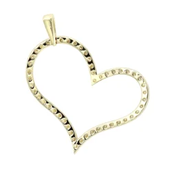 Heart 14K Yellow Gold Round Diamond Heart Pendant 1.5ct By LUXURMAN -Outlet Radiant Bijou Store heart jewelry 14k gold round diamond heart pendant 15ct by luxurman backye