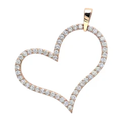 Heart 14K Yellow Gold Round Diamond Heart Pendant 1.5ct By LUXURMAN -Outlet Radiant Bijou Store heart jewelry 14k gold round diamond heart pendant 15ct by luxurman ro