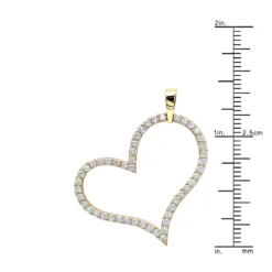 Heart 14K Yellow Gold Round Diamond Heart Pendant 1.5ct By LUXURMAN -Outlet Radiant Bijou Store heart jewelry 14k gold round diamond heart pendant 15ct by luxurman rulerye