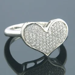 Outlet Radiant Bijou Store 5 14K White Gold Diamond Heart Ring For Women 0.43ct