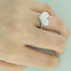 14K White Gold Diamond Heart Ring For Women 0.43ct -Outlet Radiant Bijou Store heart rings 14k gold designer diamond heart ring 043ct p 6510bod