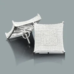 Hip Hop Large Diamond Stud Earrings 0.45ct Silver
