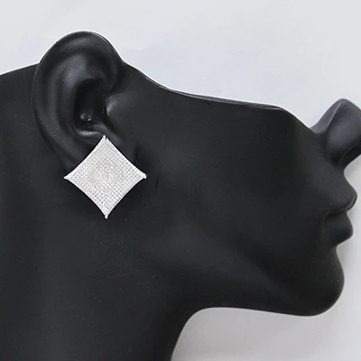 Hip Hop Large Diamond Stud Earrings 0.45ct Silver 5 Hip Hop Large Diamond Stud Earrings 0.45ct Silver - Image 3