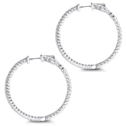 1.5in 14K White Gold Diamond Hoop Earrings Inside Out 1ct By Luxurman -Outlet Radiant Bijou Store hoop earrings 14k diamond hoop earrings inside out 116 p 6930 backwh
