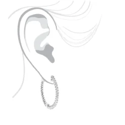 1.5in 14K White Gold Diamond Hoop Earrings Inside Out 1ct By Luxurman -Outlet Radiant Bijou Store hoop earrings 14k diamond hoop earrings inside out 116 p 6930 bodwh