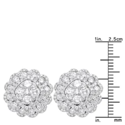 Huge 3 Carat Designer Diamond Stud Earrings For Women Cluster Flower Design -Outlet Radiant Bijou Store huge 3 carat designer diamond stud earrings for women cluster flower design rulerwh