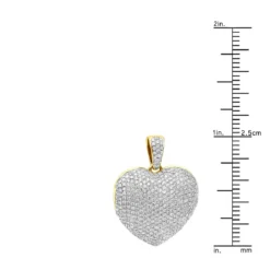 Iced Out Ladies Big Pave Diamond Heart Locket Pendant W Picture 14K Yellow Gold -Outlet Radiant Bijou Store iced out ladies big pave diamond heart locket pendant w picture solid 14k gold 100495 ruler yellow