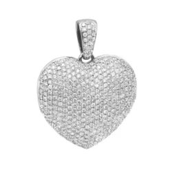 Iced Out Ladies Big Pave Diamond Heart Locket Pendant W Picture 14K Yellow Gold -Outlet Radiant Bijou Store iced out ladies big pave diamond heart locket pendant w picture solid 14k gold 100495 white