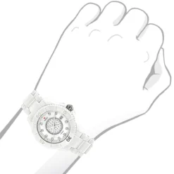 Icetime Stainless Steel & White Ceramic Case 0.15ct Ladies Diamonds Watch -Outlet Radiant Bijou Store icetime stainless steel white ceramic case 015ct ladies diamonds watch bod
