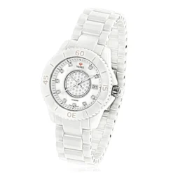 Icetime Stainless Steel & White Ceramic Case 0.15ct Ladies Diamonds Watch