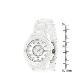 Icetime Stainless Steel & White Ceramic Case 0.15ct Ladies Diamonds Watch -Outlet Radiant Bijou Store icetime stainless steel white ceramic case 015ct ladies diamonds watch ruler