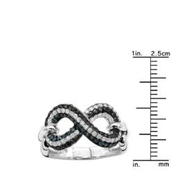 Unique Ladies White Blue Black Diamonds Infinity Sign Cocktail 14K White Gold -Outlet Radiant Bijou Store infinity sign white black blue diamond cocktail ring for women in 14k gold 100481 ruler white