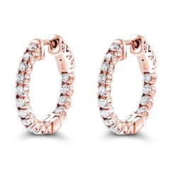 Inside Out Diamond Hoop Earrings Small 14K White Gold 1.5ct By Luxurman -Outlet Radiant Bijou Store inside out diamond hoop earrings small in 14k gold 15ct by luxurman ro