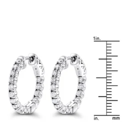 Inside Out Diamond Hoop Earrings Small 14K White Gold 1.5ct By Luxurman -Outlet Radiant Bijou Store inside out diamond hoop earrings small in 14k gold 15ct by luxurman rulerwh
