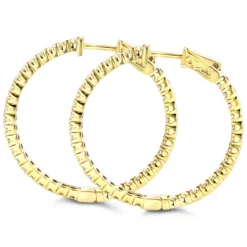 Inside Out Yellow Diamond Hoop Earrings 14K Yellow Gold By Luxurman 2.2ct. -Outlet Radiant Bijou Store inside out yellow diamond hoop earrings in 14k gold by luxurman 22ct backye