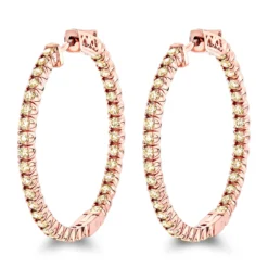 Inside Out Yellow Diamond Hoop Earrings 14K Yellow Gold By Luxurman 2.2ct. -Outlet Radiant Bijou Store inside out yellow diamond hoop earrings in 14k gold by luxurman 22ct ro