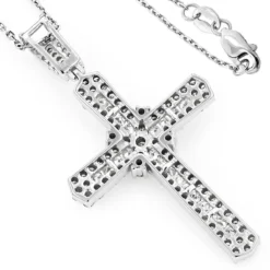 Intricate 14K White Gold Designer Diamond Cross Pendant For Women 1.48ct -Outlet Radiant Bijou Store intricate 14k gold designer diamond cross pendant 148 p 6549 backwh