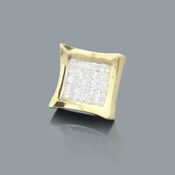 Invisible Set Princess Cut Diamond Earring 0.63ct 14K Yellow Gold