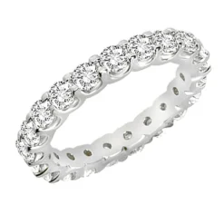 14K White Gold 2 Carat Round Diamond Eternity Band Women's Diamond Wedding Ring