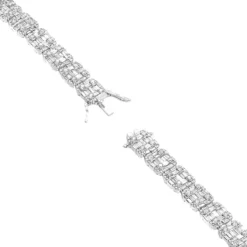 14K White Gold Baguette And Round Diamond Tennis Bracelet For Men & Women 14CT -Outlet Radiant Bijou Store jewelry 14k gold baguette and round diamond tennis bracelet for men women 14ct backwh