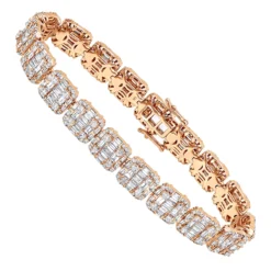 14K White Gold Baguette And Round Diamond Tennis Bracelet For Men & Women 14CT -Outlet Radiant Bijou Store jewelry 14k gold baguette and round diamond tennis bracelet for men women 14ct ro