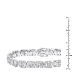 14K White Gold Baguette And Round Diamond Tennis Bracelet For Men & Women 14CT -Outlet Radiant Bijou Store jewelry 14k gold baguette and round diamond tennis bracelet for men women 14ct rulerwh