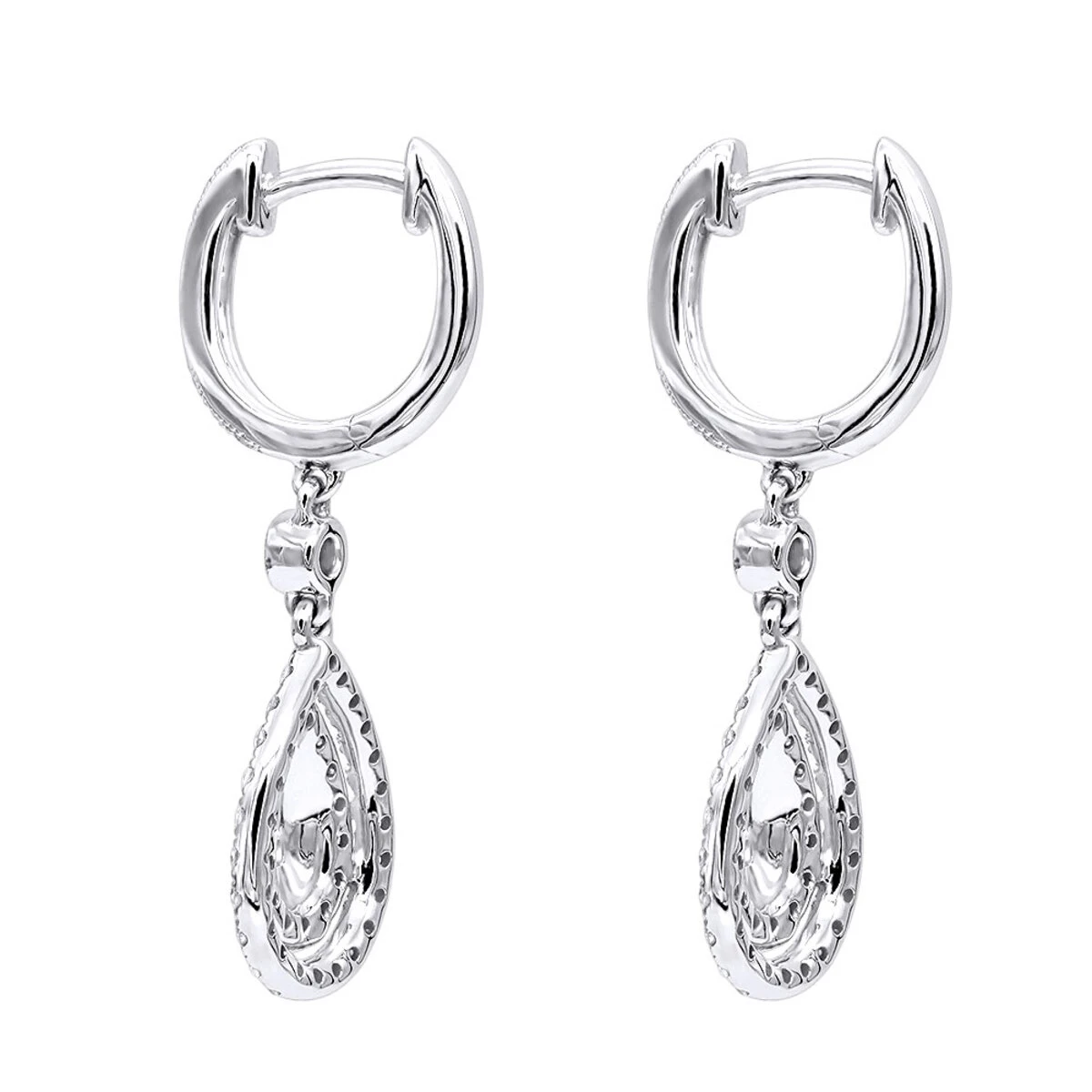 14K White Gold Diamond Dangle Drop Earrings For Women By Luxurman 1.2ct 6 14K White Gold Diamond Dangle Drop Earrings For Women By Luxurman 1.2ct - Image 4