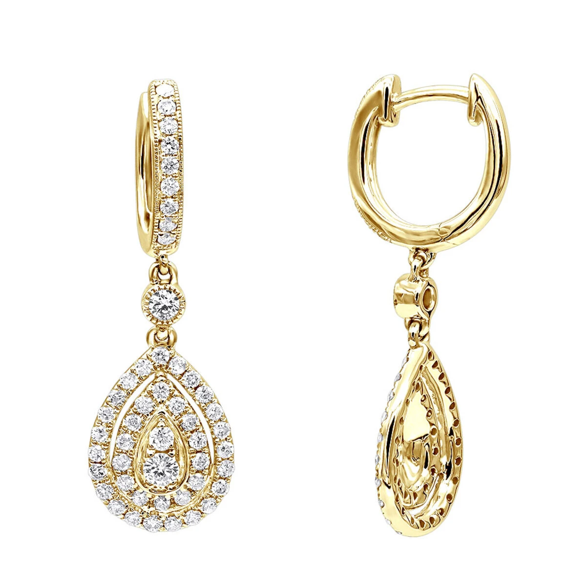 14K White Gold Diamond Dangle Drop Earrings For Women By Luxurman 1.2ct 4 14K White Gold Diamond Dangle Drop Earrings For Women By Luxurman 1.2ct - Image 2