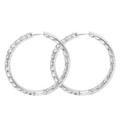 14K White Gold Large Diamond Hoop Earrings 3.5ct Inside Out Pave Setting -Outlet Radiant Bijou Store jewelry 14k gold large diamond hoop earrings 35ct inside out pave setting backwh