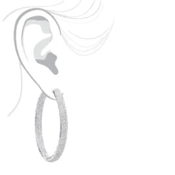 14K White Gold Large Diamond Hoop Earrings 3.5ct Inside Out Pave Setting -Outlet Radiant Bijou Store jewelry 14k gold large diamond hoop earrings 35ct inside out pave setting bodwh