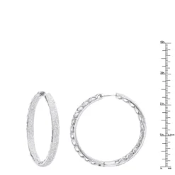 14K White Gold Large Diamond Hoop Earrings 3.5ct Inside Out Pave Setting -Outlet Radiant Bijou Store jewelry 14k gold large diamond hoop earrings 35ct inside out pave setting rulerwh