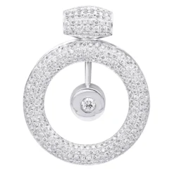 14K White Gold Large Round Shape Diamond Circle Pendant For Women 5.25CT Luxurman