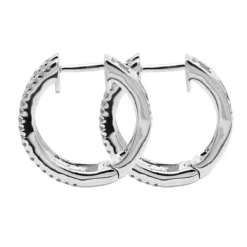 14K White Gold Natural Blue Sapphire And Diamond Huggie Earrings For Women 1ct -Outlet Radiant Bijou Store jewelry 14k gold natural blue sapphire and diamond huggie earrings for women 085ct backwh