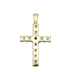 14K Yellow Gold Sapphire And Diamond Ladies Cross Pendant 1.32ct By Luxurman -Outlet Radiant Bijou Store jewelry 14k gold sapphire and diamond ladies cross pendant 132ct by luxurman 001236 backye