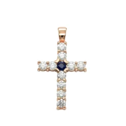 14K Yellow Gold Sapphire And Diamond Ladies Cross Pendant 1.32ct By Luxurman -Outlet Radiant Bijou Store jewelry 14k gold sapphire and diamond ladies cross pendant 132ct by luxurman 001236 ro