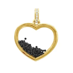 14K Yellow Gold White Black Diamonds Ladies Diamond Heart Shaker Pendant 8ct Moving Stones -Outlet Radiant Bijou Store jewelry 14k gold white black diamonds ladies diamond heart shaker pendant 8ct moving stones 000988 backye