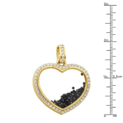 14K Yellow Gold White Black Diamonds Ladies Diamond Heart Shaker Pendant 8ct Moving Stones -Outlet Radiant Bijou Store jewelry 14k gold white black diamonds ladies diamond heart shaker pendant 8ct moving stones 000988 rulerye