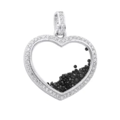 14K Yellow Gold White Black Diamonds Ladies Diamond Heart Shaker Pendant 8ct Moving Stones -Outlet Radiant Bijou Store jewelry 14k gold white black diamonds ladies diamond heart shaker pendant 8ct moving stones 000988 wh
