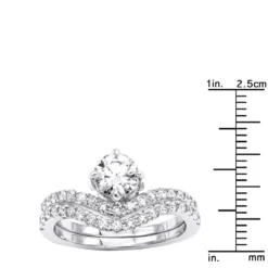 1.6 Carat Diamond 18K White Gold Designer Bridal/Engagement Ring Set -Outlet Radiant Bijou Store jewelry 16 carat diamond engagement ring set in 18k gold designer bridal rings rulerwh