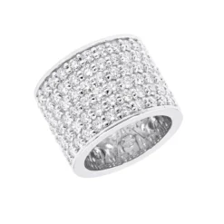 16mm Wide Diamond Eternity Band Unique 18K White Gold Ladies Anniversary Ring 7 Carats