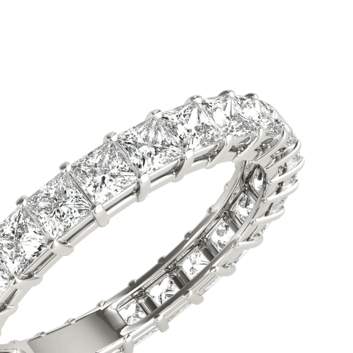 18K White Gold Princess Cut Diamond Eternity Band For Women 2 Carat Anniversary Ring 8 18K White Gold Princess Cut Diamond Eternity Band For Women 2 Carat Anniversary Ring - Image 6