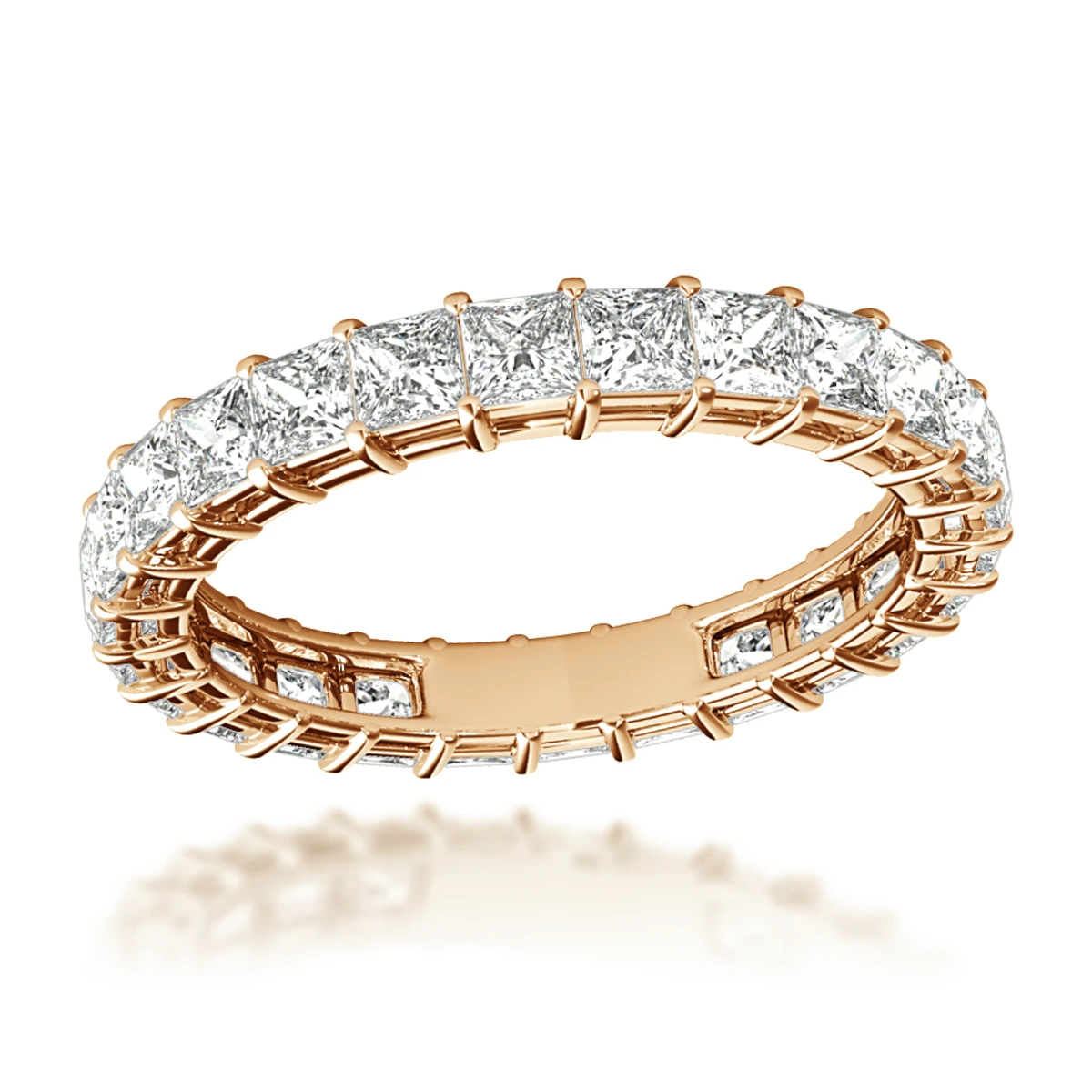 18K White Gold Princess Cut Diamond Eternity Band For Women 2 Carat Anniversary Ring 5 18K White Gold Princess Cut Diamond Eternity Band For Women 2 Carat Anniversary Ring - Image 3