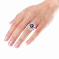 18K White Gold Unique Blue Sapphire And Diamonds Cocktail Ring For Women 7.87Ct -Outlet Radiant Bijou Store jewelry 18k gold unique blue sapphire and diamonds cocktail ring for women 787ct bodro