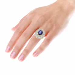 18K White Gold Unique Blue Sapphire And Diamonds Cocktail Ring For Women 7.87Ct -Outlet Radiant Bijou Store jewelry 18k gold unique blue sapphire and diamonds cocktail ring for women 787ct bodye
