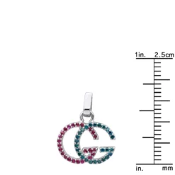 Affordable Blue Diamonds & Pink Sapphires Ladies Initials Pendant 0.4ct 14K White Gold -Outlet Radiant Bijou Store jewelry affordable blue diamonds pink sapphires ladies initials pendant 04ct 14k gold 001277 rulerwh