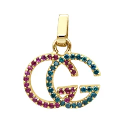 Affordable Blue Diamonds & Pink Sapphires Ladies Initials Pendant 0.4ct 14K White Gold -Outlet Radiant Bijou Store jewelry affordable blue diamonds pink sapphires ladies initials pendant 04ct 14k gold 001277 ye