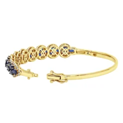 Blue Sapphire And Diamond Bangle Bracelet For Women 14K White Gold 9.5CT LUXURMAN -Outlet Radiant Bijou Store jewelry blue sapphire and diamond bangle bracelet for women 14k gold 95ct luxurman backye