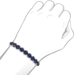 Blue Sapphire And Diamond Bangle Bracelet For Women 14K White Gold 9.5CT LUXURMAN -Outlet Radiant Bijou Store jewelry blue sapphire and diamond bangle bracelet for women 14k gold 95ct luxurman bodwh