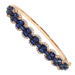 Blue Sapphire And Diamond Bangle Bracelet For Women 14K White Gold 9.5CT LUXURMAN -Outlet Radiant Bijou Store jewelry blue sapphire and diamond bangle bracelet for women 14k gold 95ct luxurman ro